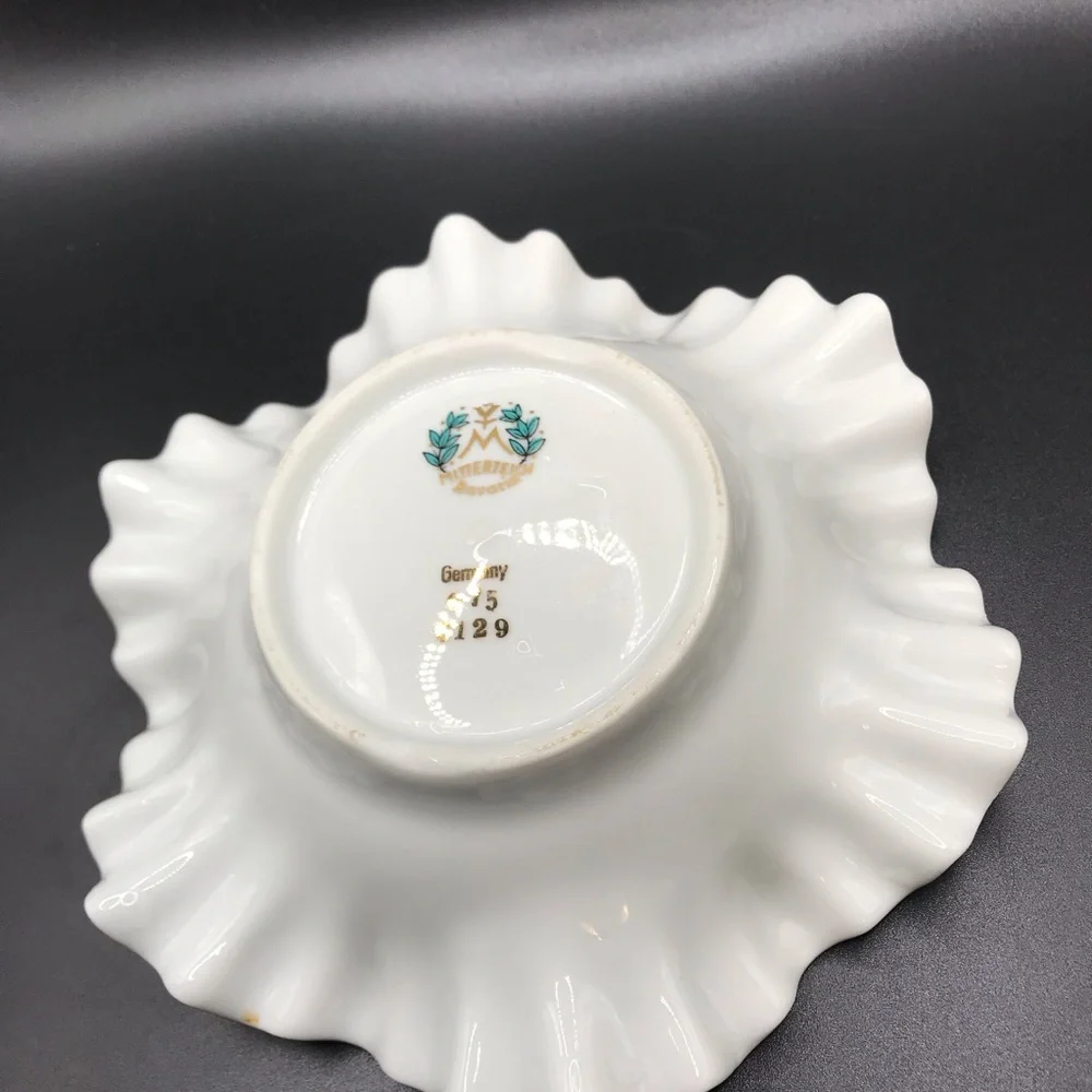 Mitterteich Bavaria Germany Fine Porcelain Dish Plate Trinket Holder Ruffled VTG - Picture 2 of 2